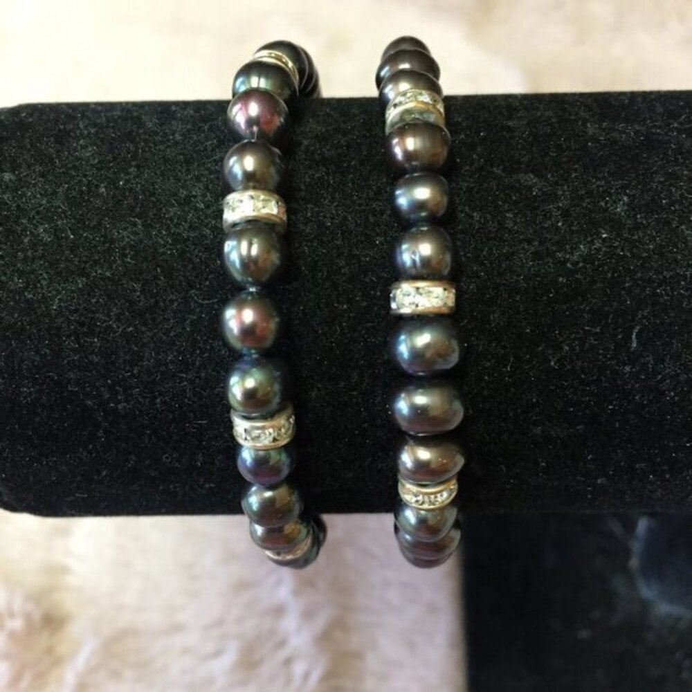 Cultured Pearls Stretch Bracelets Set Of 2